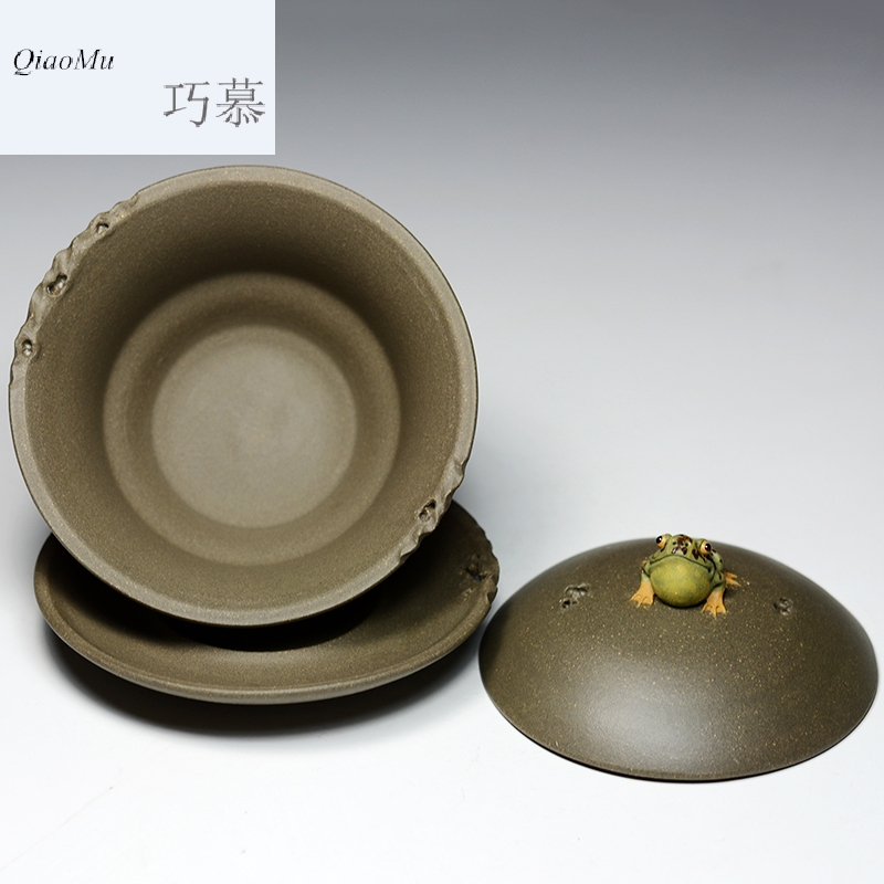 Qiao mu QD yixing purple sand tureen handicrafts undressed ore its period of taihu frogs hospitality tea cups of tea
