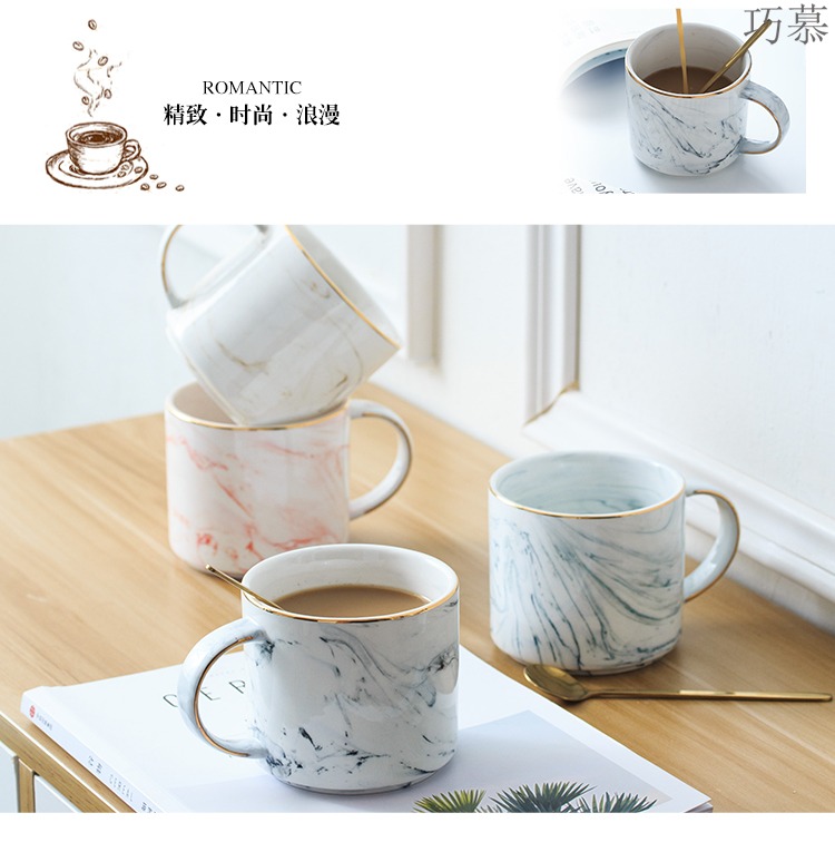 Qiao mu Nordic style suit set with ceramic cup ultimately responds a cup of up phnom penh contracted web celebrity pink marble mark