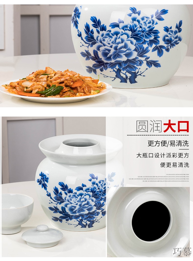 Qiao mu home of jingdezhen blue and white porcelain kimchi jar thickening seal pot in sichuan pickle sauerkraut small pickles