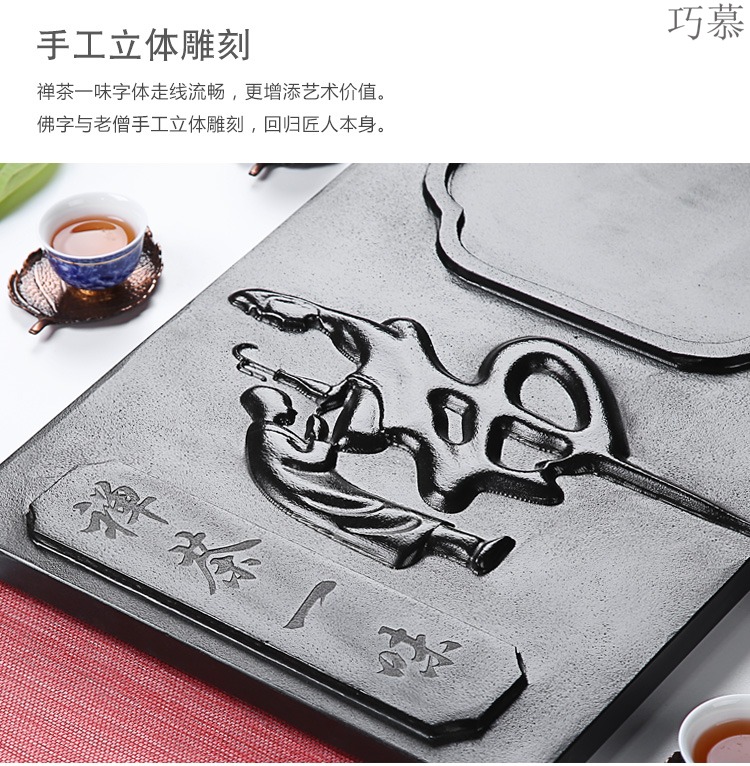 Longed for a complete set of blue and white porcelain kung fu tea set sharply opportunely stone tea tray was contracted office home tea cup high - grade group