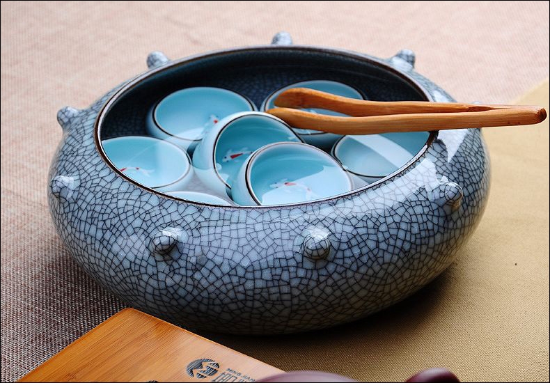 Qiao mu JS longquan celadon calving boutique tea tea wash to wash your sample tea cup ice crack glaze large tea cup