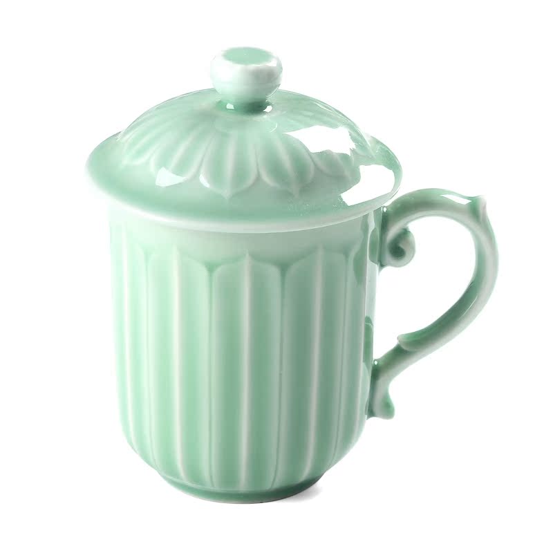 Qiao mu QYX celadon lotus mugs ceramic cups with cover glass cup tea cup of large capacity office