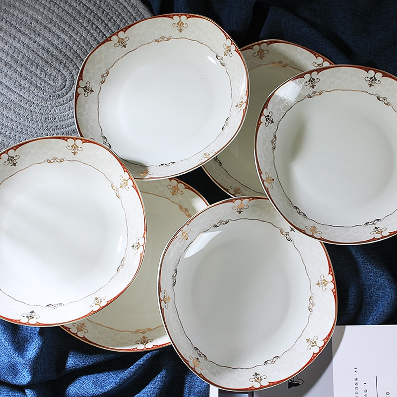 Qiao mu jingdezhen ceramic creative household food dish contracted western - style food tableware plate 8 inches dish dumpling soup plate (6)