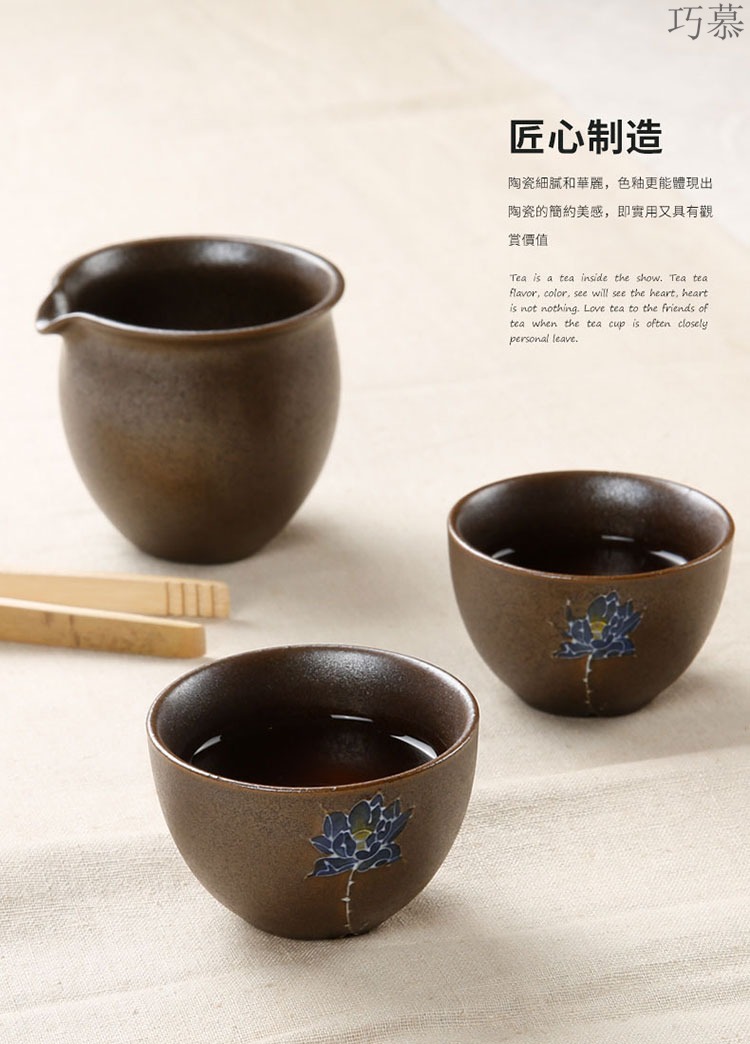 Qiao mu coarse pottery ceramic fair keller household points of tea ware Japanese kung fu tea accessories hand grasp tea tea taking