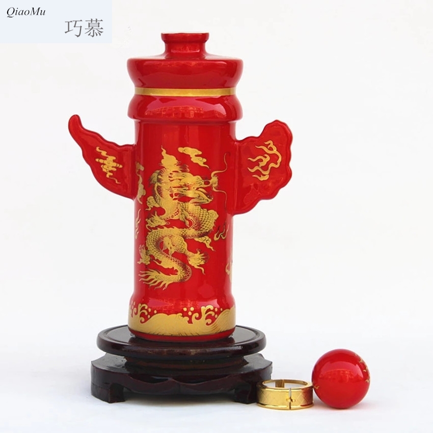 Qiao mu jingdezhen ceramic terms bottle 1 catty longfeng bottles China wine bottle wedding wine bottle 1 catty