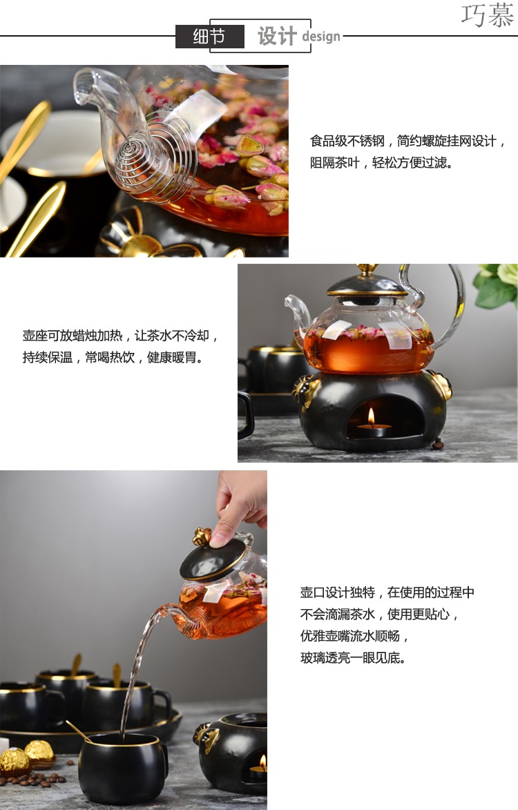 Qiao mu Nordic contracted ceramic glass teapot cooked fruit tea pot set afternoon tea and tea cup