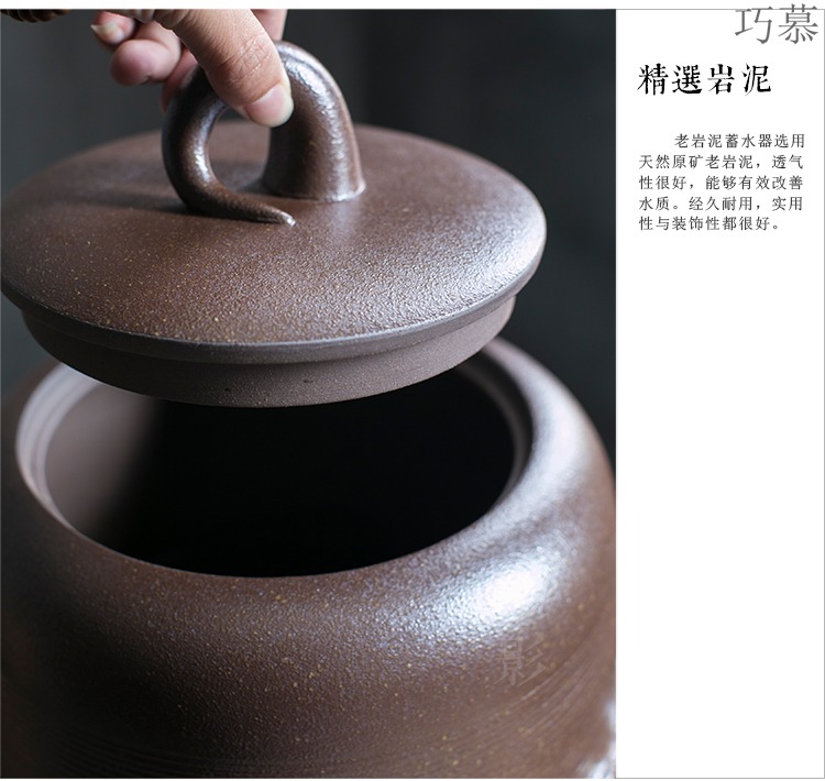 Qiao mu small tank ceramic tea buffet rock mud water storage tank water purifiers kung fu tea accessories with the tap