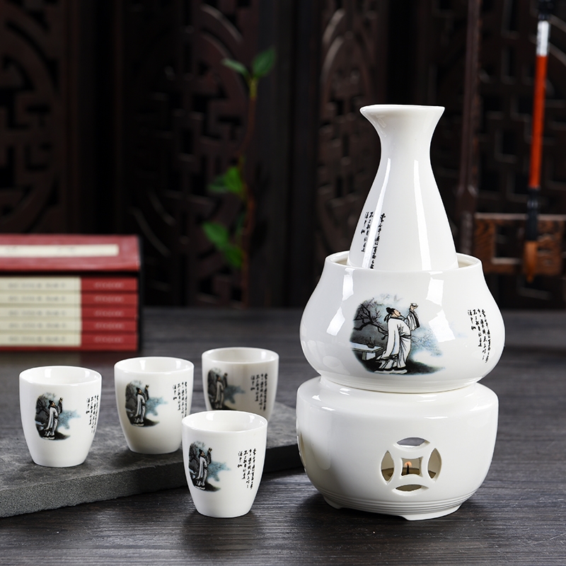 Qiao mu ceramics Japanese beautiful window warm hip white yellow wine cup warm home heating hot wine pot boiled rice wine decanters