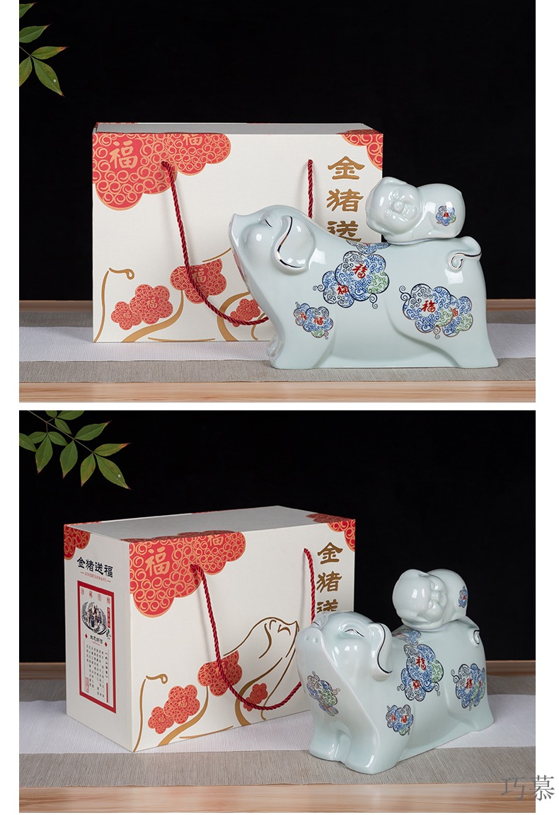 Qiao mu jingdezhen ceramic zodiac bottle creative gifts customized 1.5 jin three catties liquor wine bottle sealed jars