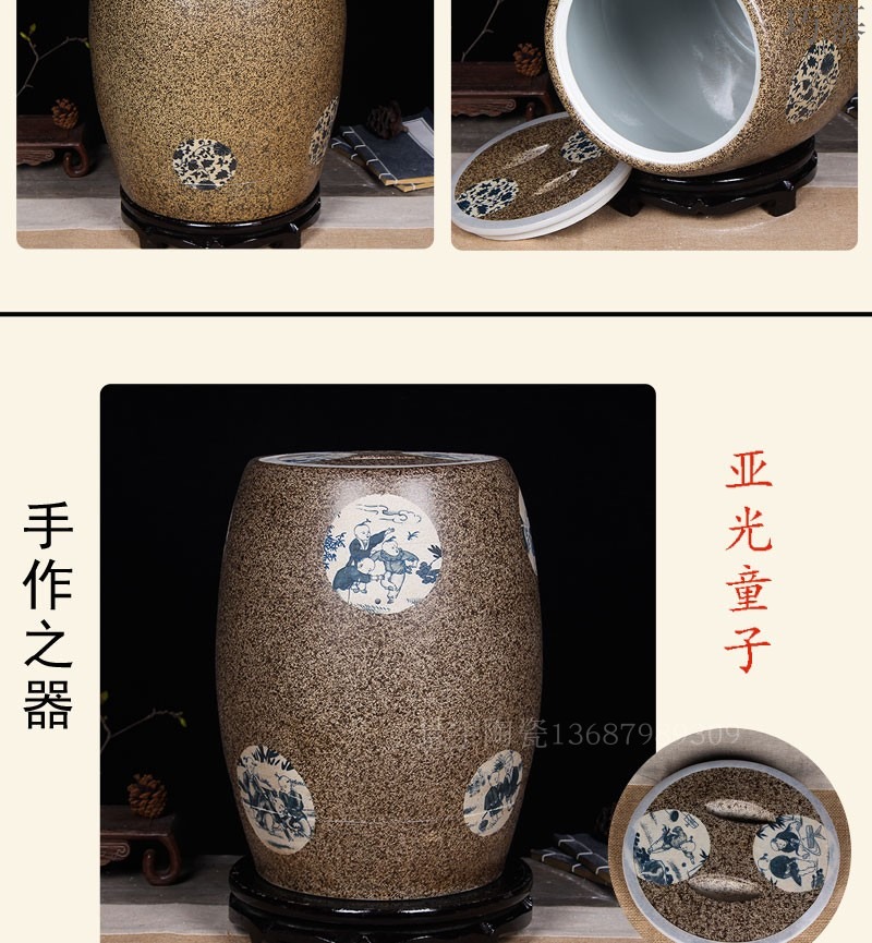 Longed for jingdezhen ceramic barrel home opportunely thickening with cover 20 jins 30 jins of 50 kg sealed ricer box storage tank in the kitchen