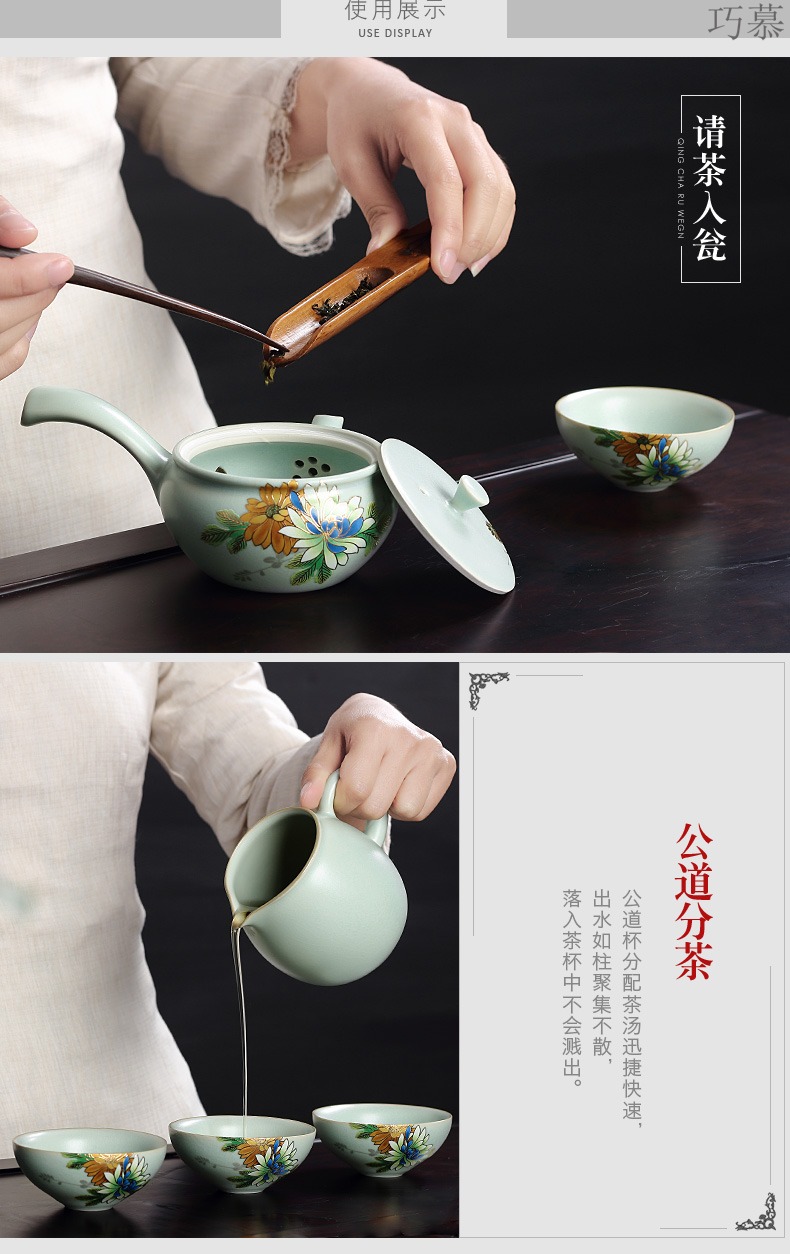 Qiao mu on your up side spend pot of stereo on kung fu tea set of a complete set of ceramic tea tea set gift boxes