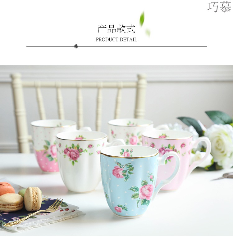 Qiao mu point ipads porcelain cup home coffee cup high - capacity European mark cup of water glass ceramic cup with a spoon