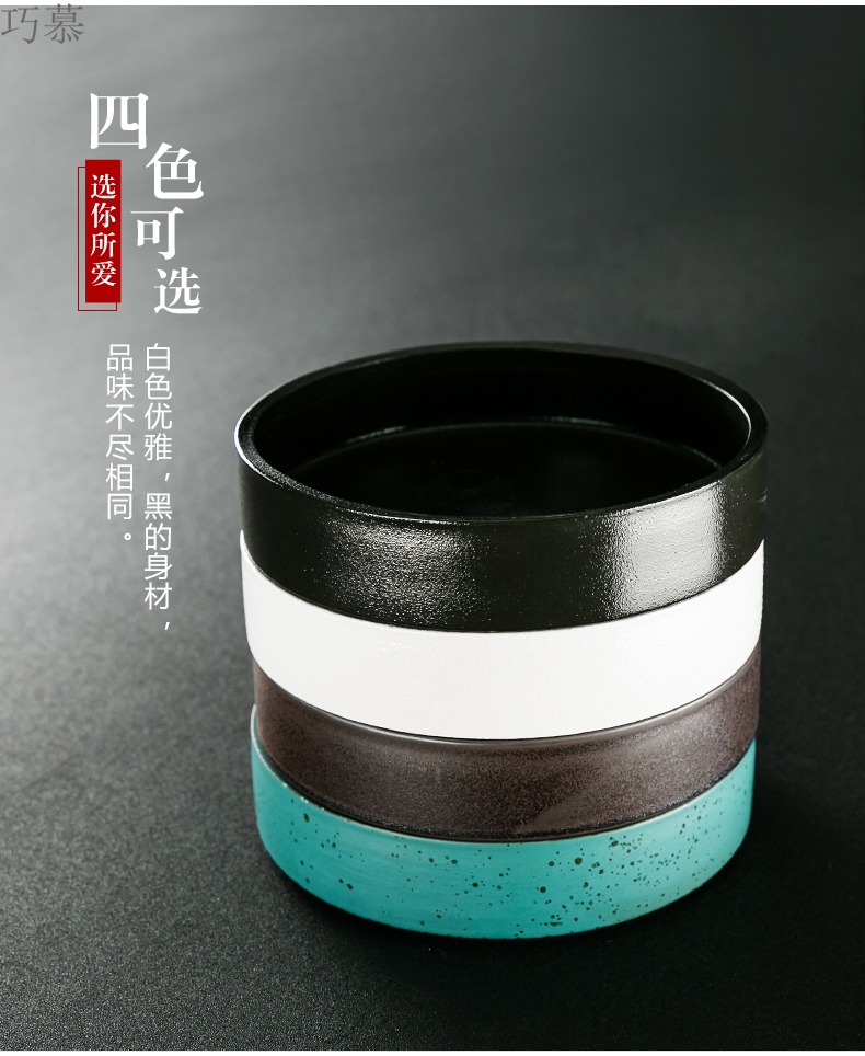 Qiao mu tea caddy fixings puer tea tea cake tin box household caddy fixings ceramic seal pot store tea POTS and POTS