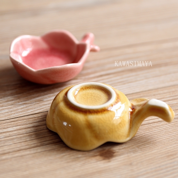 Qiao mu CDW Japanese - style fresh candy color ceramic flower flavor dish with chopsticks rack pillow dual plate tableware