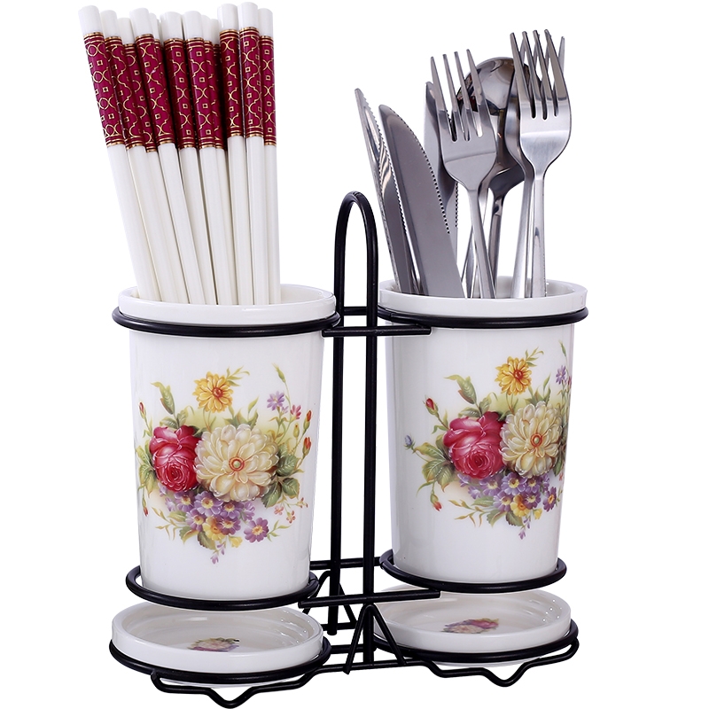 Qiao mu CMK ceramic tube spoon, chopsticks box son home drop chopsticks to receive a box on the shelf can drop