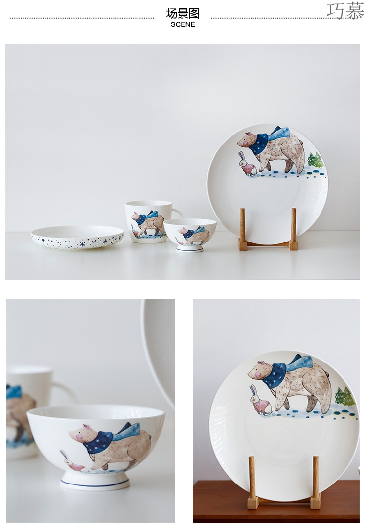 Qiao mu LH household a person eat dinner plate ceramic tableware dishes suit single keller Nordic creative home