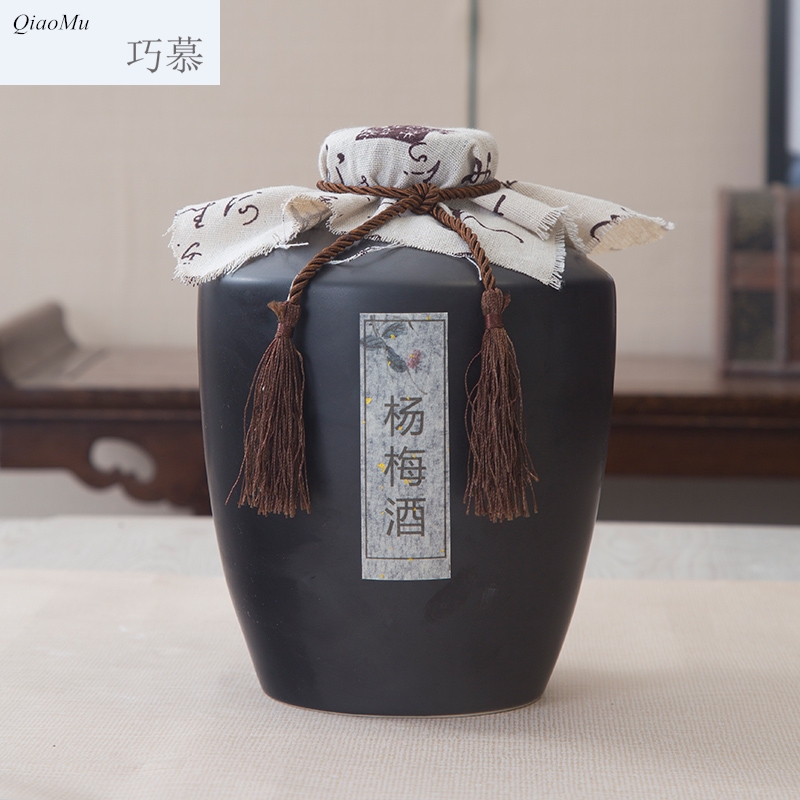 Qiao mu jingdezhen ceramic jar home antique white wine wine bottle 5 jins of ten catties seal an empty bottle mercifully jars