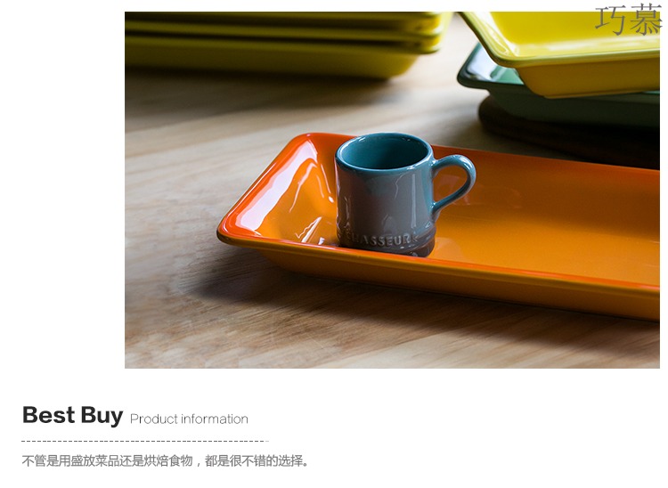 Qiao mu DY western - style ceramic western food steak plate paella pan orange gradient strip plate plate baking dish