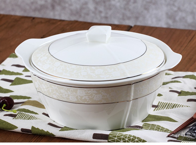 Qiao mu jingdezhen ceramic pot with cover household rice basin lead - free ipads porcelain square pot can be 9 inches large soup bowl