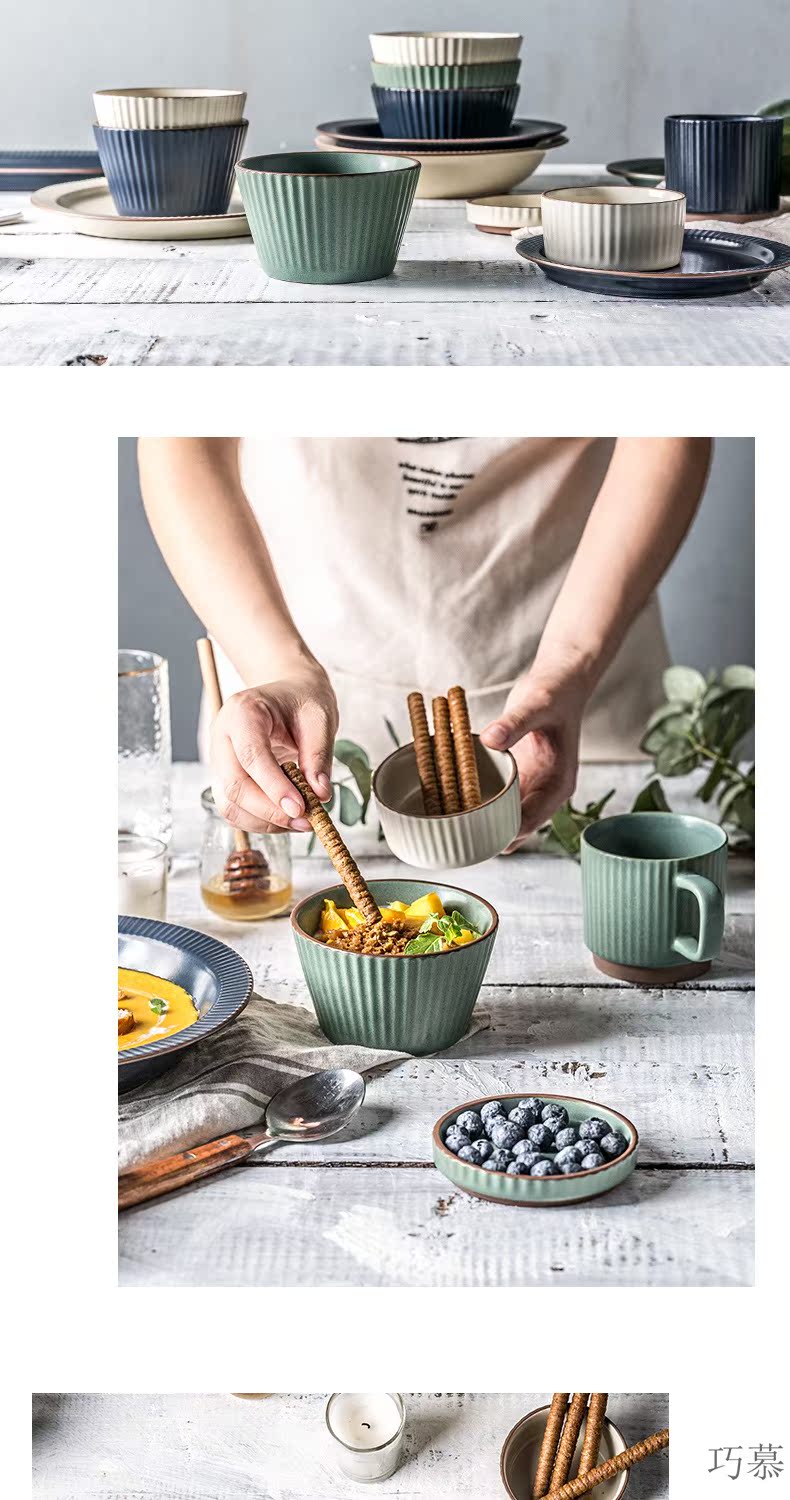 Qiam longed for creative Nordic ceramics tableware, restoring ancient ways opportunely tureen large household eat bowl dish salad bowl