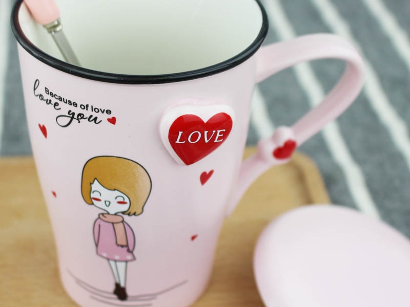 Qiao mu cup one south Korean creative cartoon ceramic mugs I birthday present coffee milk with water