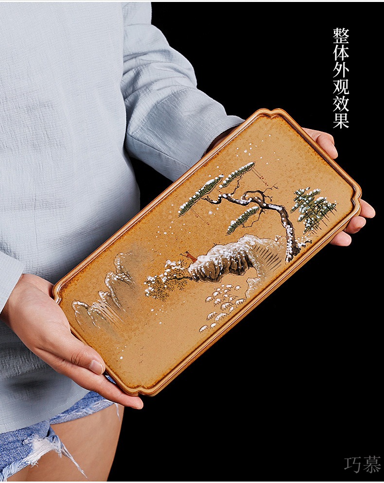 Qiao mu PMZ jingdezhen pure manual up ceramic pot bearing square pot hand - made mini small tea tray snack