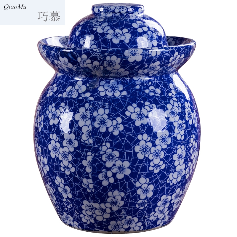 Qiao mu jingdezhen ceramic pickle jar sealed storage cylinder manually salted duck egg jar pickles pickle jar