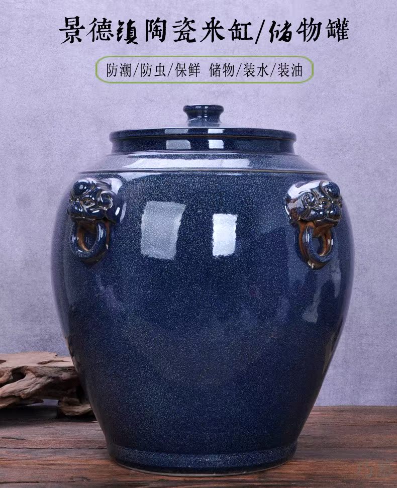 Qiao mu jingdezhen ceramic barrel oil cylinder tank 20 jins 30 jins 50 kg 100 jins water storage tank with tap water