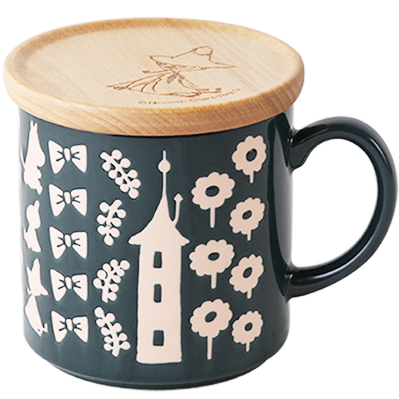 Qiao mu LH moomin cups with cover wood cover glass ceramic keller cup Japanese Nordic home lovely gift box