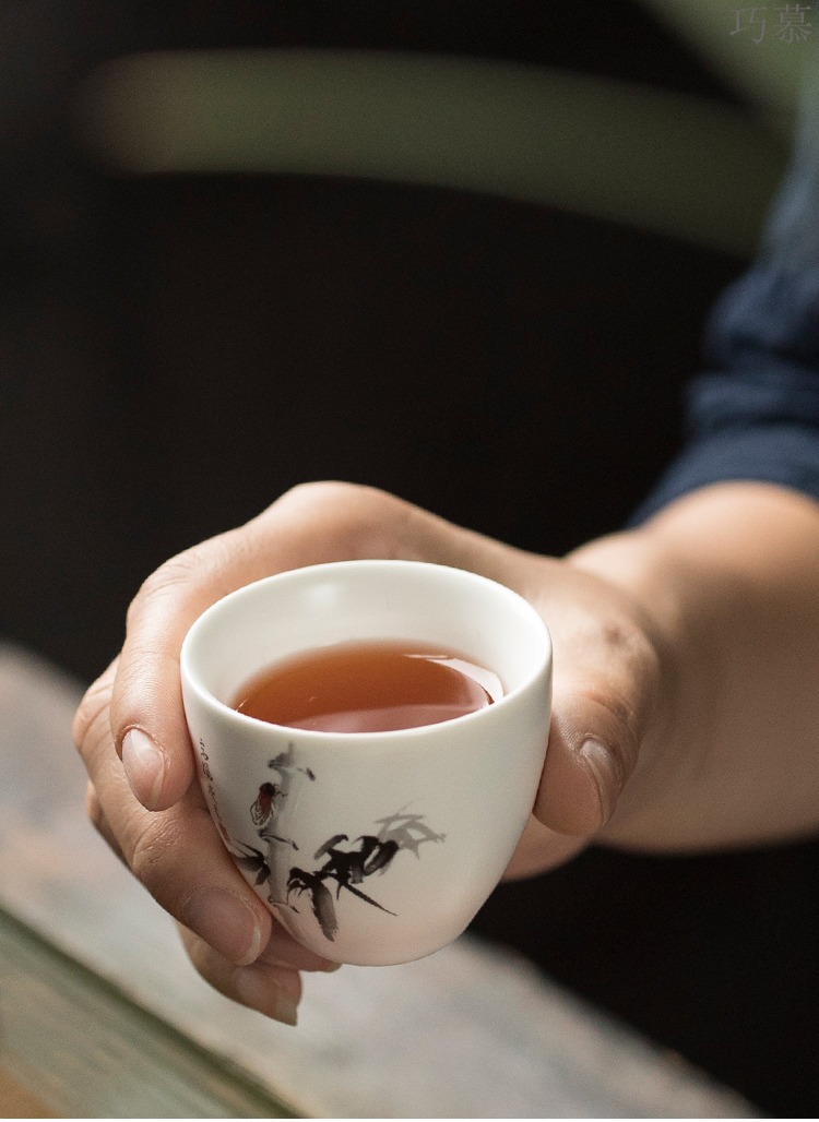 Qiao mu white porcelain bamboo box travel tea set is suing a pot of three to four cups of ceramic tureen hand grasp pot teapot