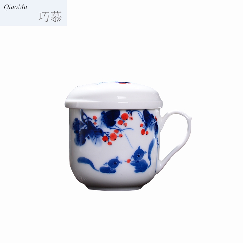 Qiao mu jingdezhen ceramic tea cup with cover cups filter office hand - made tea tea cup