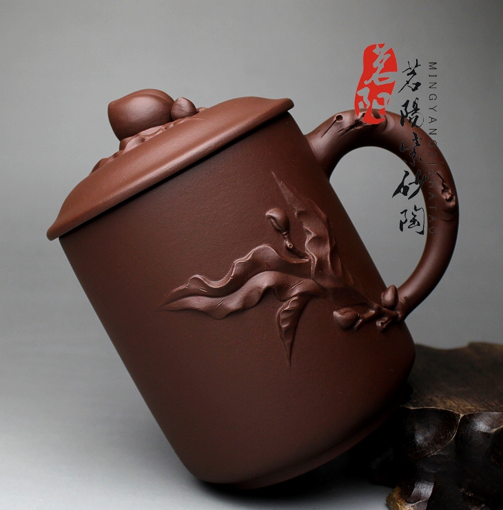 Qiao mu MY yixing purple sand cup all checking men kung fu tea sets large cups with cover glass package