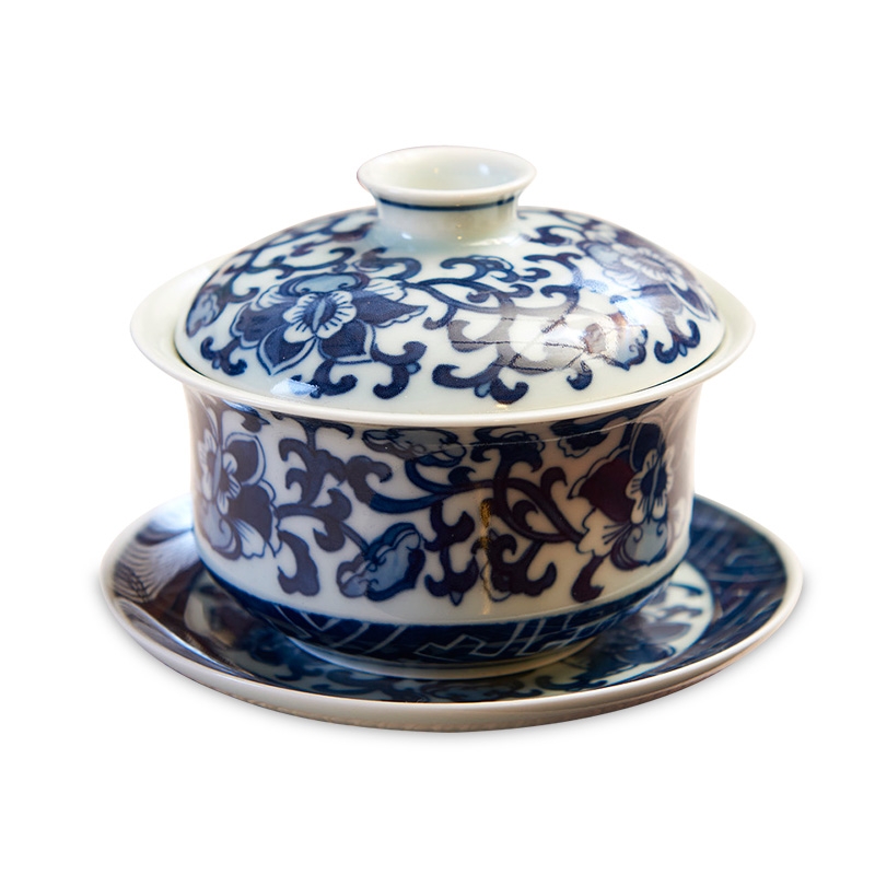 Longed for only three tureen tea cup large restoring ancient ways opportunely jingdezhen porcelain tea tureen hand - made of blue and white porcelain bowl
