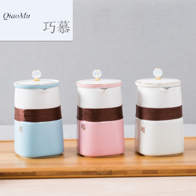 Qiao mu creative ceramic crack of mercifully cup with cover filter tank cup tea cup personal cup of office
