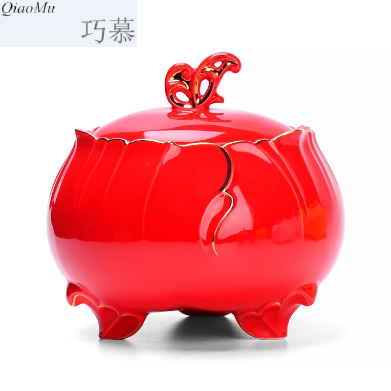 Qiao mu tea pot seal pot of tea packaging large household ceramics pu 'er tea barrel candy food can