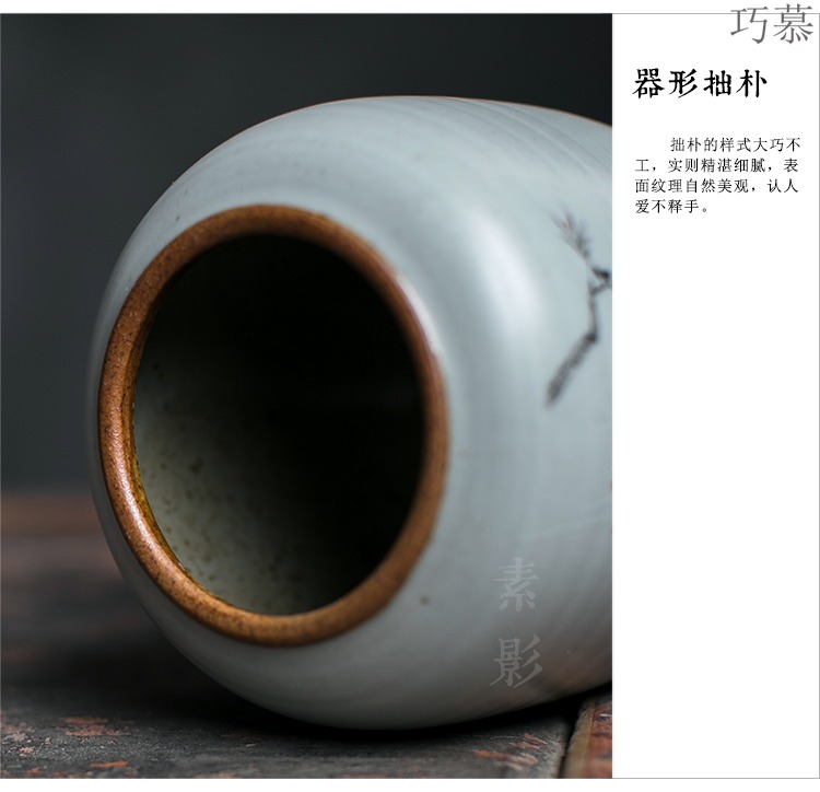 Qiao longed for up open leaf coarse ceramic ice crack seal pot tea by hand moistureproof jar size medium