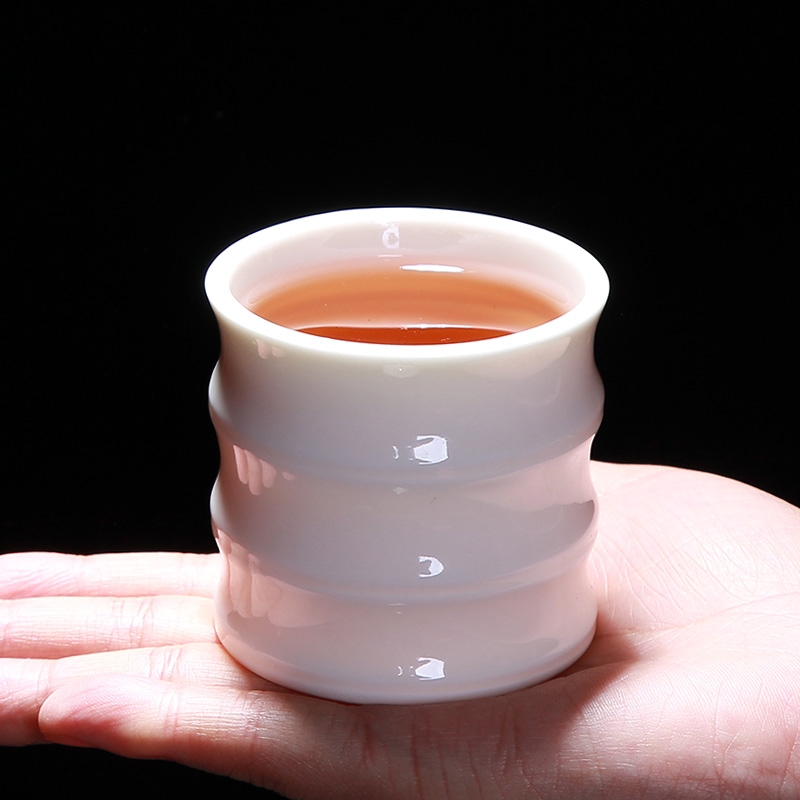 Qiao mu dehua white porcelain kung fu tea cup sample tea cup masters cup large jade porcelain tea bowl of black people