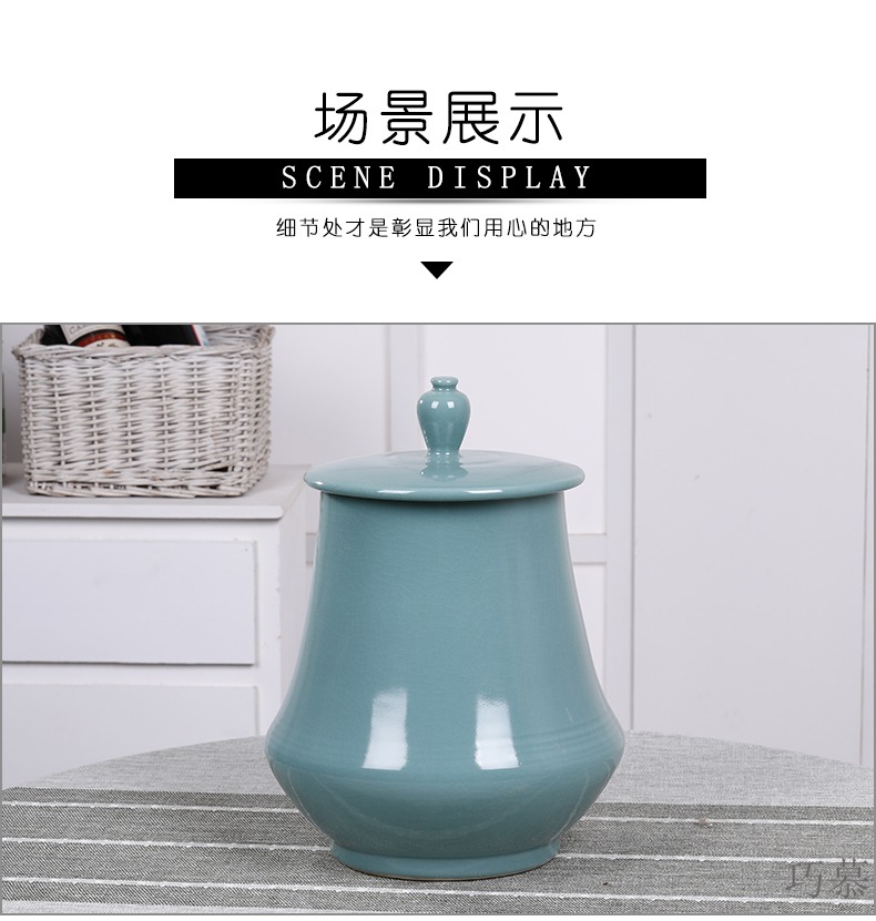 Qiao mu ceramics with cover barrel 20 jins of jingdezhen domestic large capacity storage tanks containing insect - resistant moistureproof flour boxes