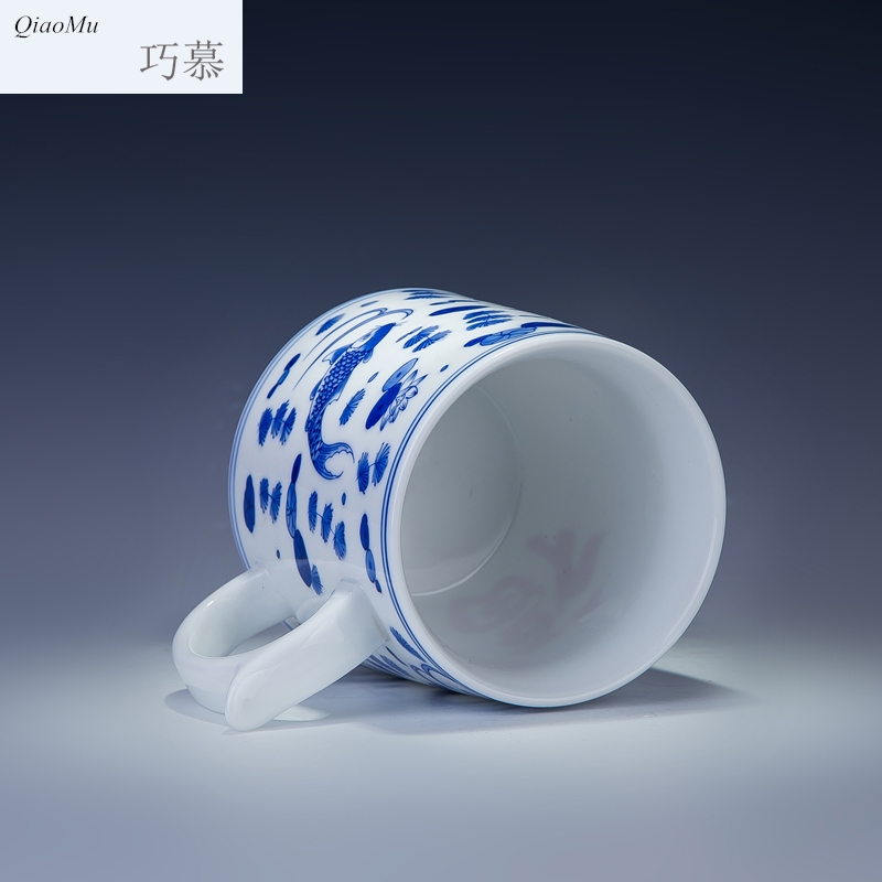 Qiao mu ceramic cups of jingdezhen blue and white porcelain cups porcelain cup office ceramic cup
