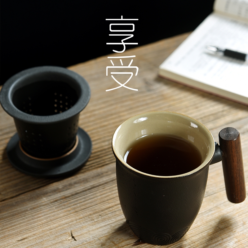 Qiao mu filtering mugs creative glass ceramic cup with cover couples large - capacity glass system of contracted household cups