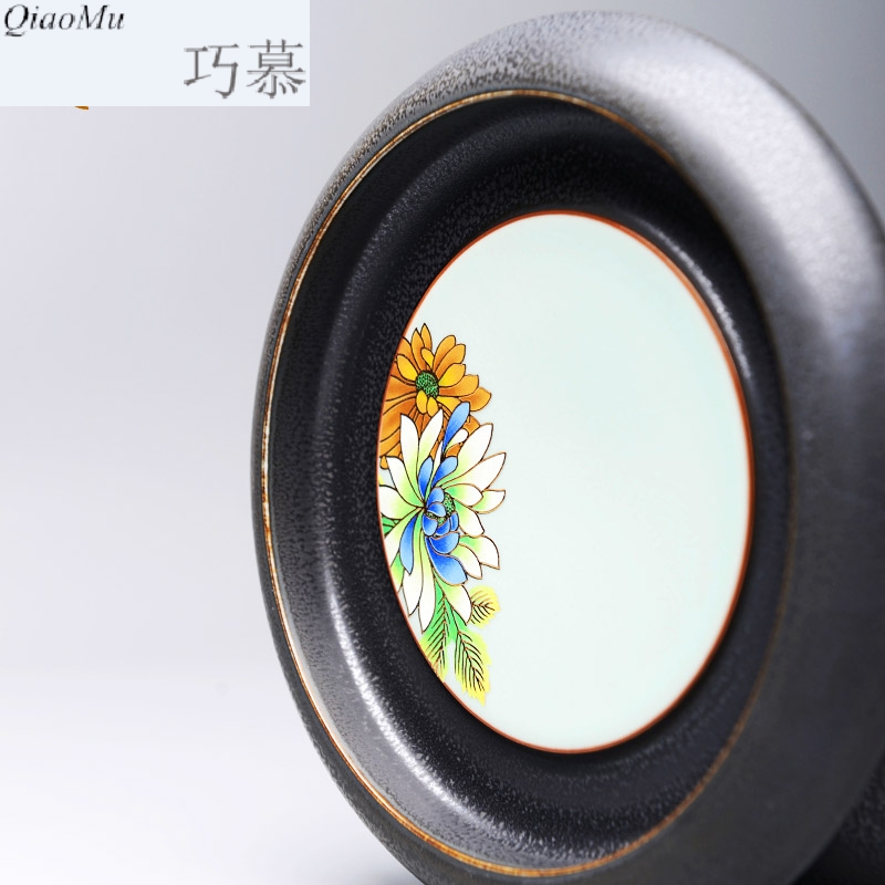 Qiao mu creative ceramic Japanese pot bearing up rust glaze pot pot pad kung fu tea tea table