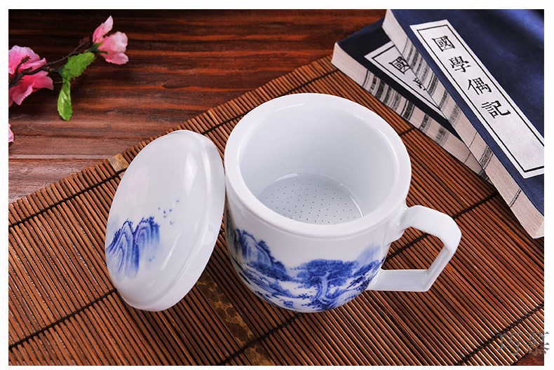 Qiao mu CMK jingdezhen pure hand - made ceramic cups with cover filter glass cup and ms office cup