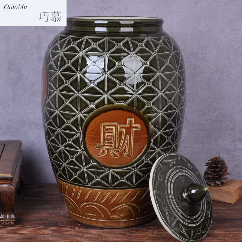 Qiao mu ceramic barrel moistureproof insect - resistant ricer box sealed with cover tank cylinder cylinder pickled kimchi flour barrels of oil reservoir