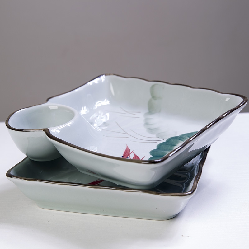 Qiao mu ink jiangnan dumplings plate frame plate cold dish dish dish and glaze made pottery porcelain hotel home plate