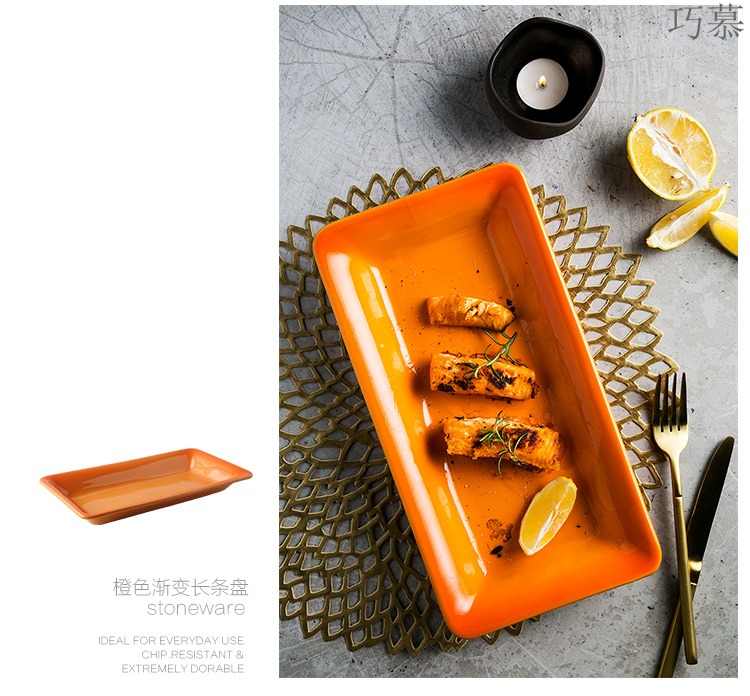 Qiao mu DY ceramic plate tableware creative dish dish fish dish beefsteak plate of cheese baked FanPan rectangle pan