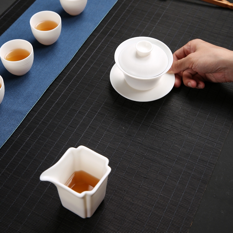 Qiao mu tureen white porcelain suet white jade porcelain cups to propose three teapots only kung fu tea cup teapot manually flush