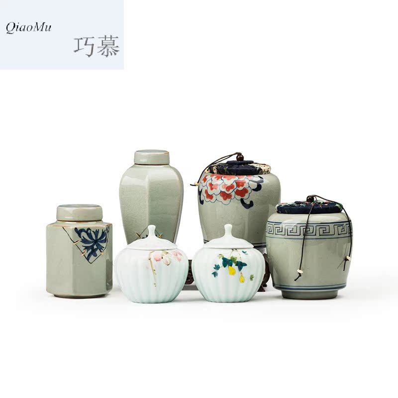 Qiao mu CMJ caddy fixings warehouse sealed storage storage POTS jingdezhen hand - made ceramic tea pu 'er tea can travel