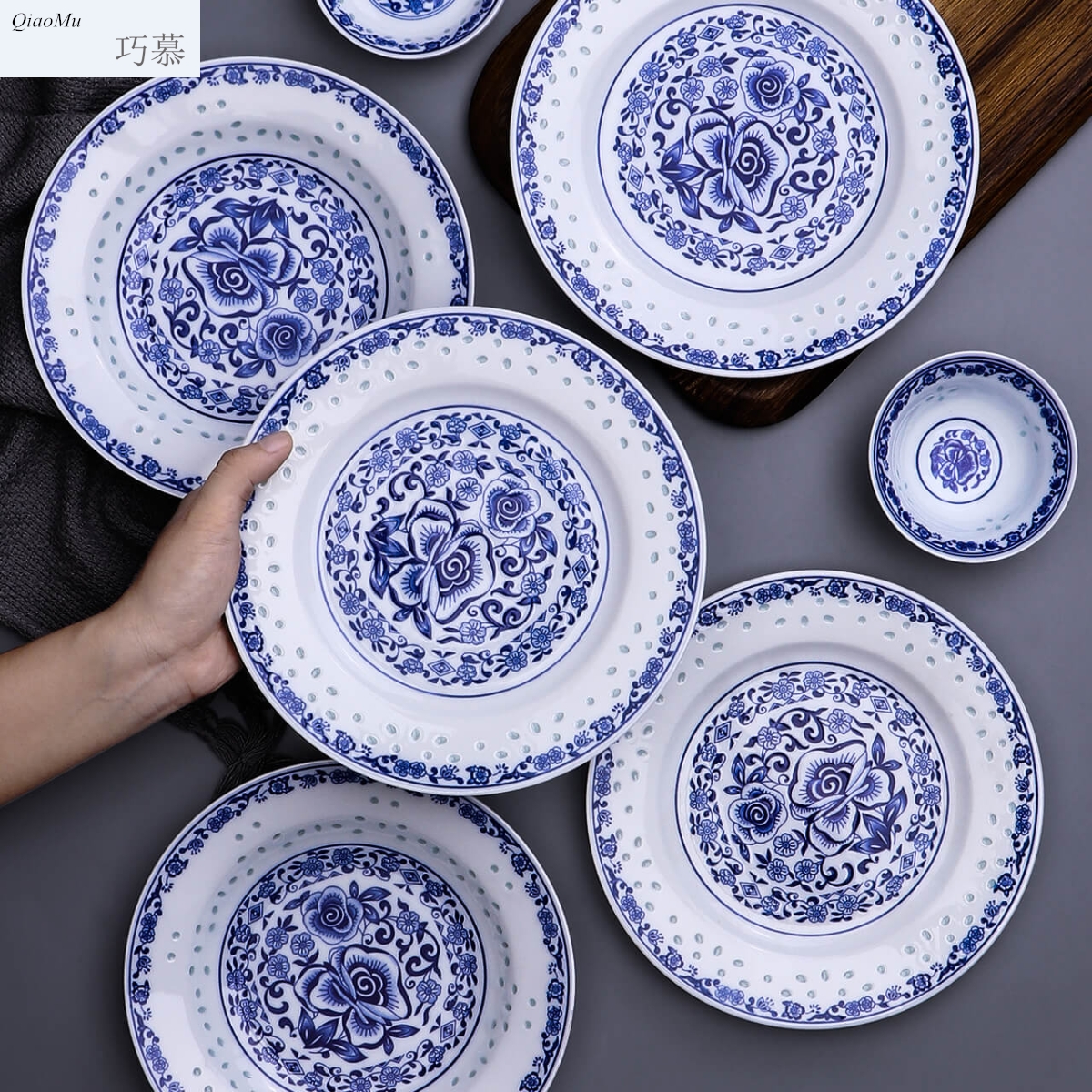 Qiao mu jingdezhen porcelain and ceramic dish dish dish 8 inches large capacity MeiYing soup dish plates