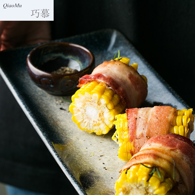 Qiao mu Japanese ceramic plates of sushi rectangular plate creative western food steak dessert of disk all the household flat