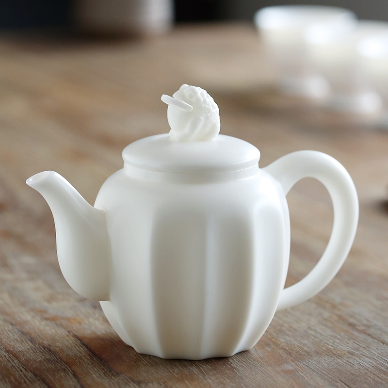 Qiao mu dehua ceramic tureen biscuit firing porcelain single hand pot home office suit creative tea filter mercifully